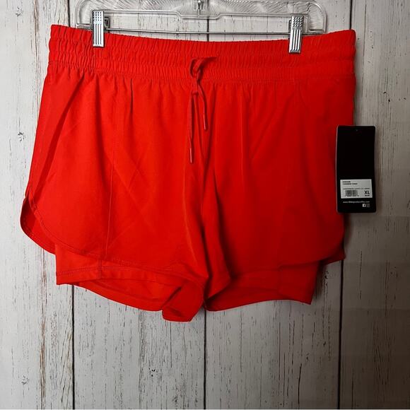 90 Degrees Orange Drawstring  Athletic Sporty Running Two Layer Shorts Sz XL NWT - Picture 2 of 11
